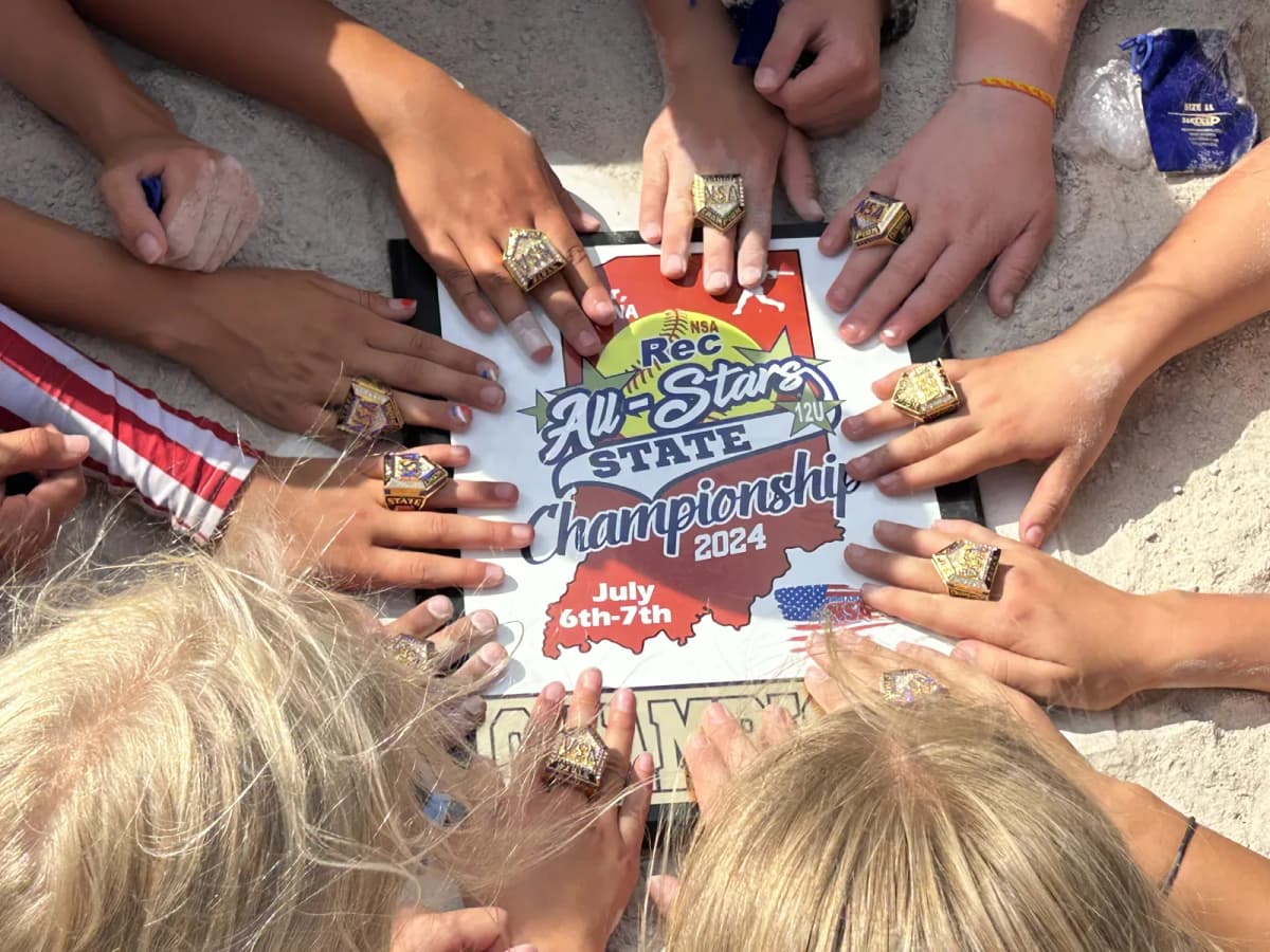 All-Stars State Championship 2024 rings on the team's hands